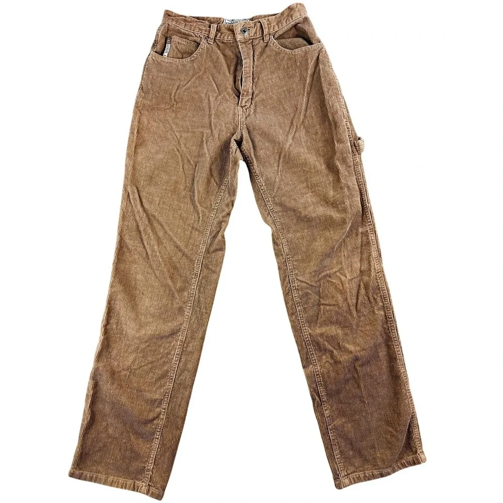 Vintage Gasoline Industrial Pants Women 14 Brown Corduroy Carpenter Hong Kong 90